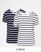 Asos T-shirt 2 Pack In Stripe Save 15%