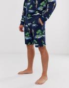 Only & Sons Parrot Print Sweat Shorts-blue