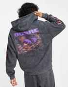 Asos Design Oversized Hoodie In Black Acid Wash With Space Prints - Part Of A Set