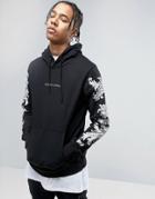 Criminal Damage Hoodie In Black With Baroque Sleeve Print - Black