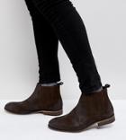 Asos Wide Fit Chelsea Boots In Brown Suede With Natural Sole - Brown