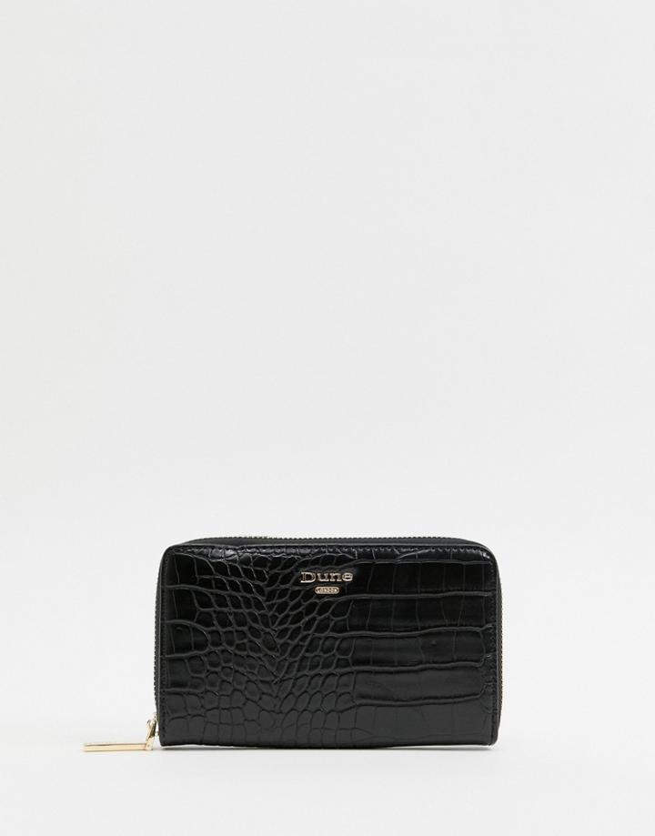 Dune Zip Around Croc Purse - Black