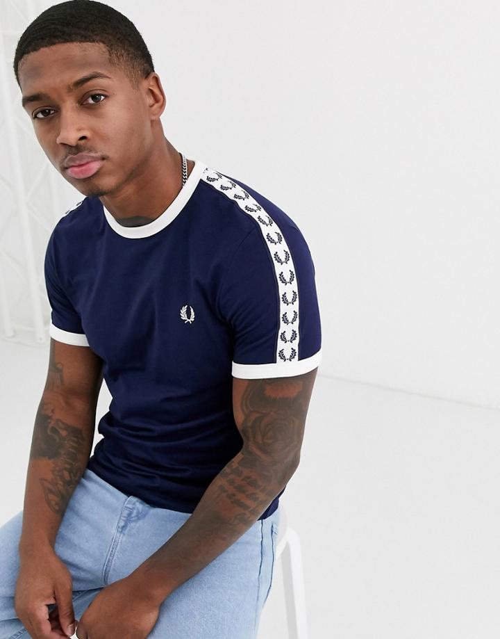 Fred Perry Taped Ringer T-shirt In Navy