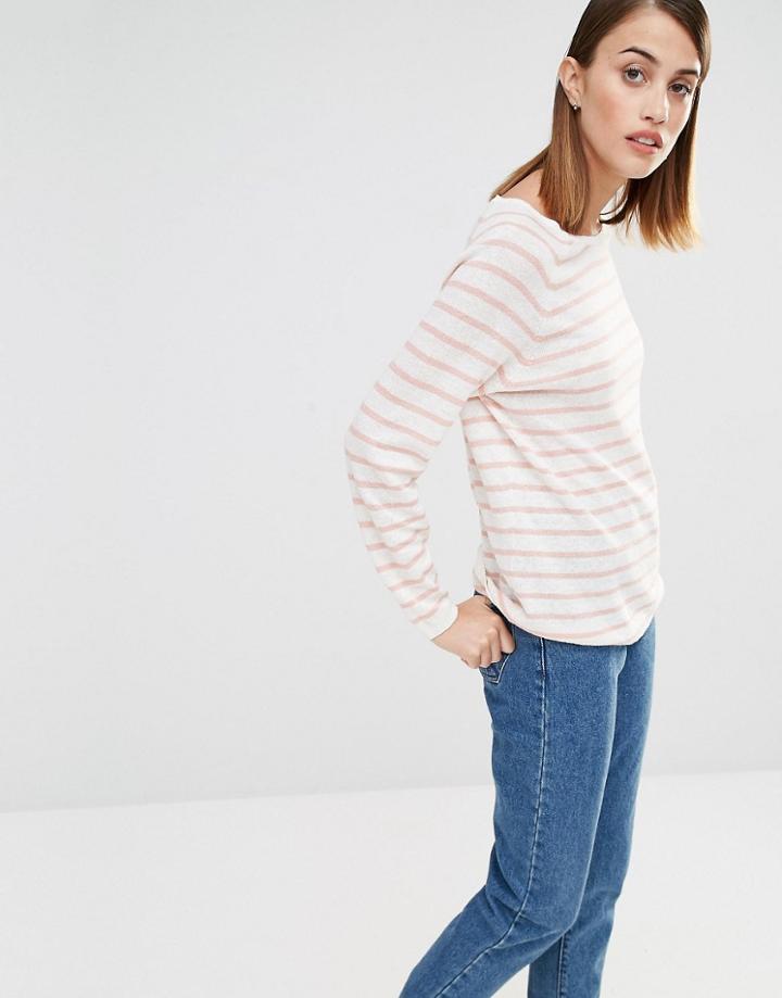 Selected Nive Stripe Knitted Sweater In Pink - Multi