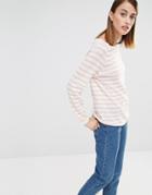 Selected Nive Stripe Knitted Sweater In Pink - Multi