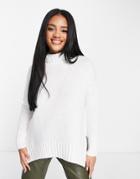 Qed London High Neck Oversized Sweater In White