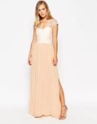 Asos Scalloped Lace Maxi Dress - Nude