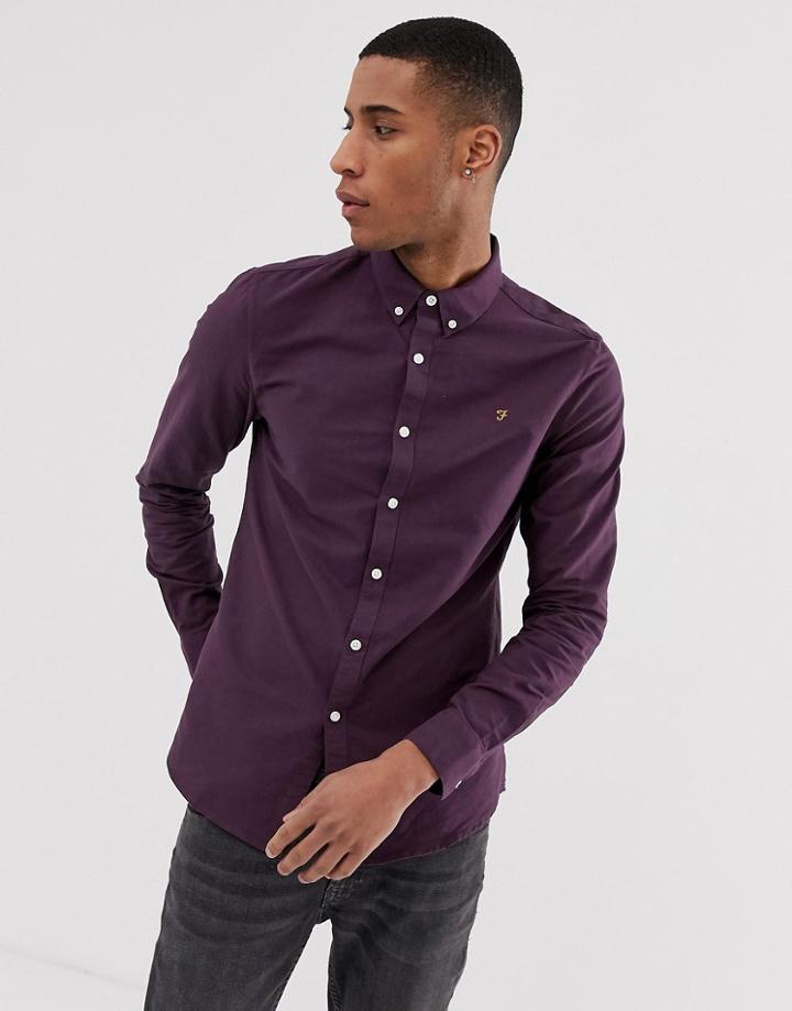 Farah Brewer Slim Fit Oxford Shirt In Purple