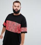 Asos Plus Oversized Longline T-shirt With Lace Panel - Black