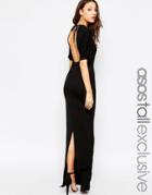 Asos Tall Kimono Plunge Maxi Dress With Open Back - Red