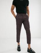 Asos Edition Tapered Crop Smart Pants In Pink And Purple Floral Jacquard