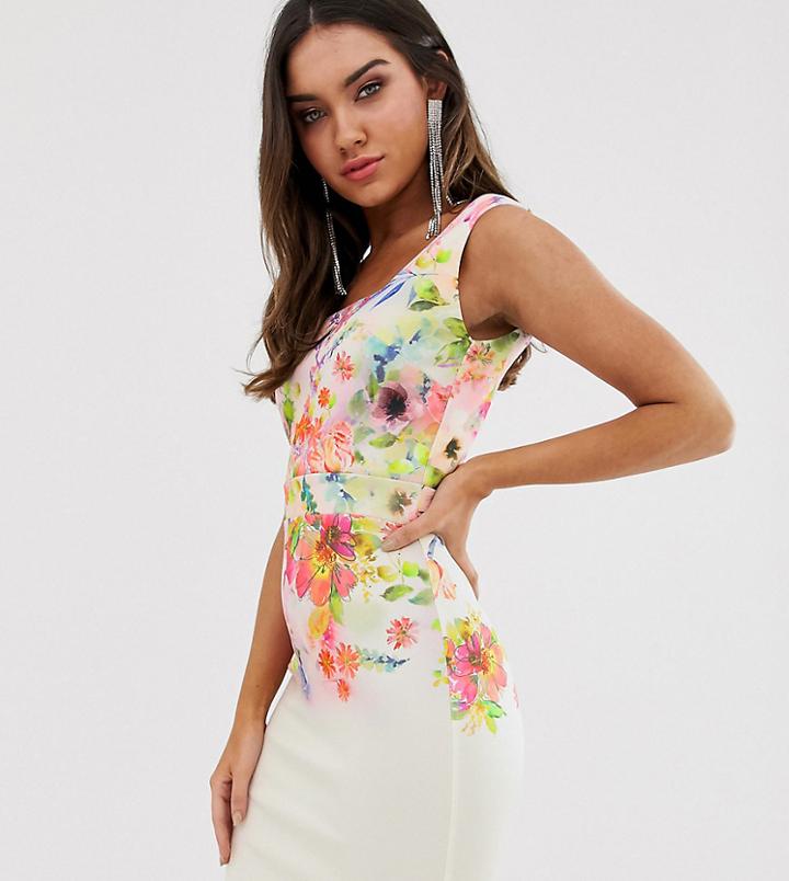 True Violet Square Neck Midi Bodycon Dress-multi