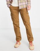 Selected Homme Organic Cotton Blend Straight Cargo Pants In Brown