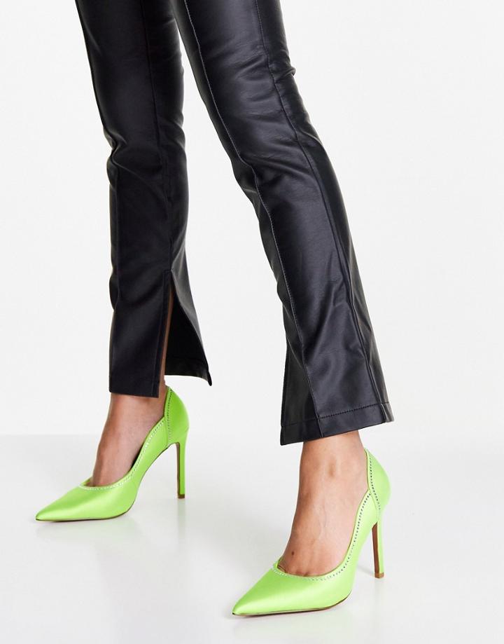 Asos Design Porter Embellished Pumps In Lime-green