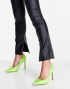 Asos Design Porter Embellished Pumps In Lime-green