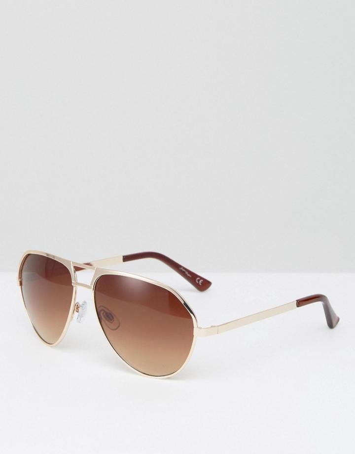 Jeepers Peepers Classic Aviator Sunglasses With Brown Gradient Lens - Brown