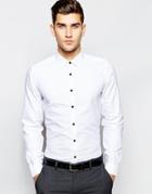 Asos White Shirt With Contrast Buttons In Regular Fit With Long Sleeves - White