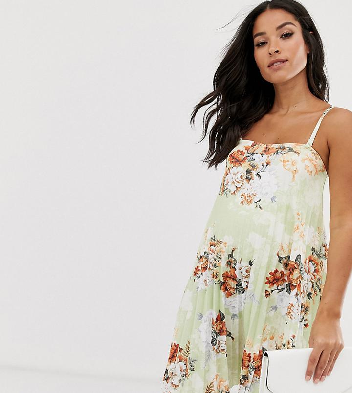 Asos Design Maternity Floral Bandeau Pleated Trapeze Mini Dress - Multi