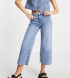 Only Sonny Cropped Wide Leg Jeans In Blue-blues