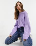 Bershka Crew Neck Sweater In Lilac-purple