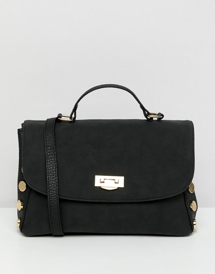 Asos Design Oversize Stud Slouchy Cross Body Bag - Black