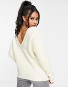 Na-kd Oversized Deep Back Sweater In Off White