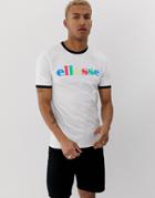 Ellesse Moa Rainbow Script T-shirt In White - White