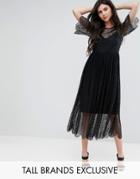 Y.a.s Tall Amina All Over Lace Midi Dress - Black