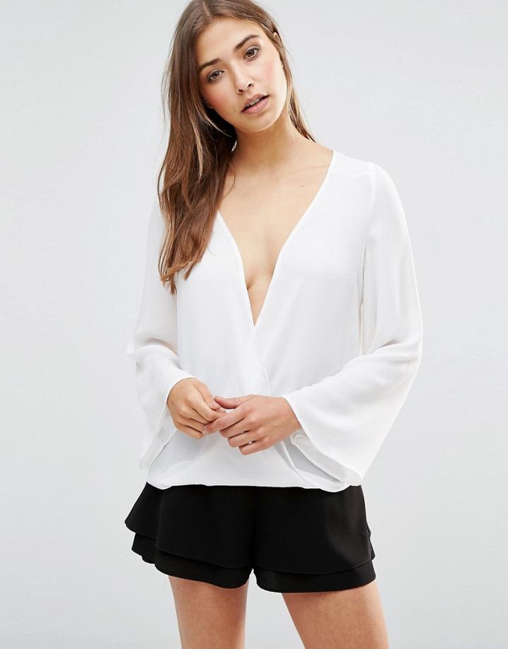 Wyldr Kaia Top With Bell Sleeves - White