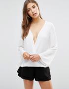 Wyldr Kaia Top With Bell Sleeves - White