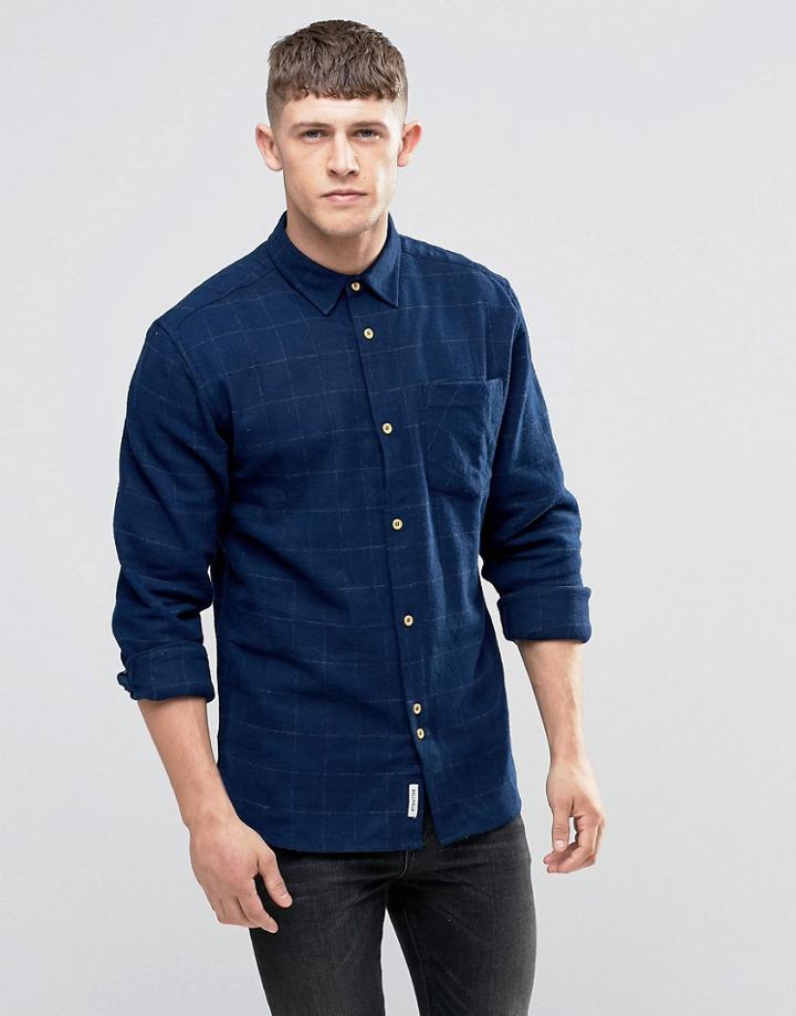 Bellfield Navy Window Pane Brush Check Shirt - Navy
