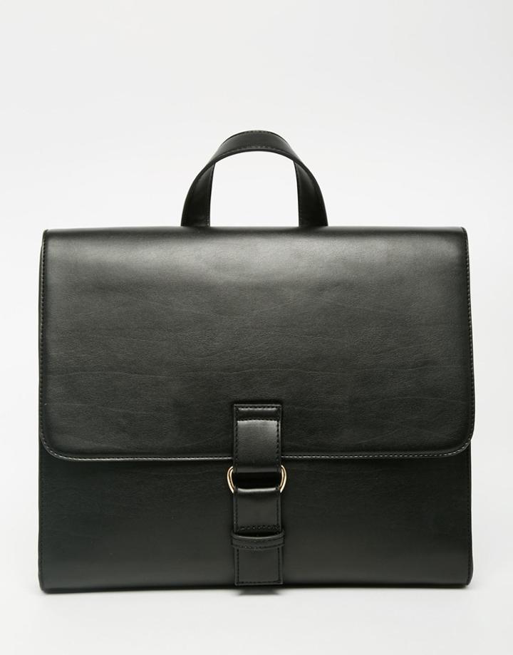 Monki Clean Fold Over Backpack - Black