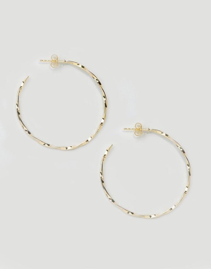 Asos Gold Plated Sterling Silver Twisted Hoop Earrings - Gold