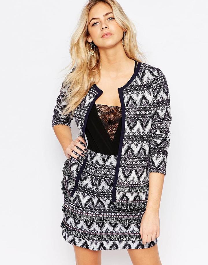 Oasis Jacquard Jacket - Multi Blue
