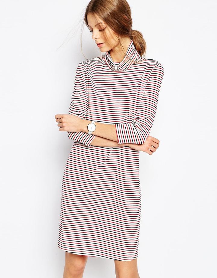 Selected Karly Striped High Neck Dress - Stripes
