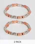 Asos Bracelet Pack With Metalic Beads - Multi