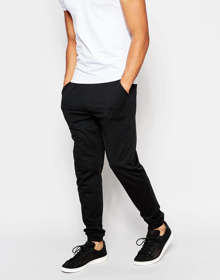 Asos Skinny Joggers In Lightweight Fabric - Black