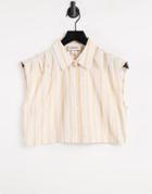 Monki Jessie Organic Cotton Sleeveless Shirt In Peach Stripe - Part Of A Set-orange