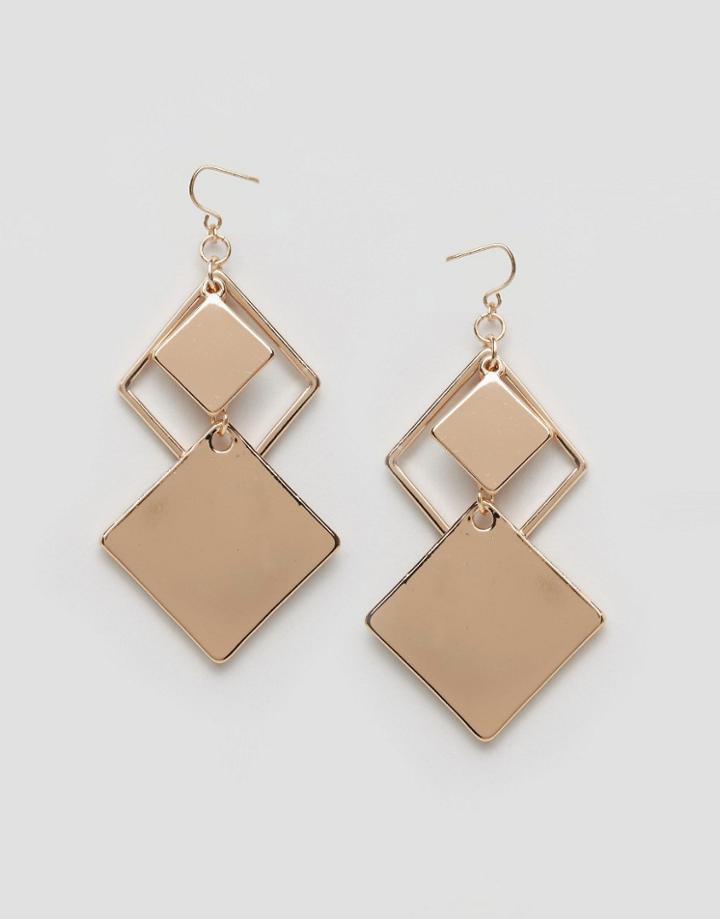 Ashiana Diamond Shape Drop Earrings - Gold