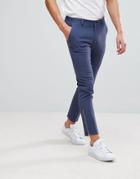 Asos Super Skinny Crop Smart Pants In Blue Waffle Texture With Silver Zips - Blue