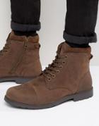 Red Tape Lace Up Worker Boots Brown - Brown