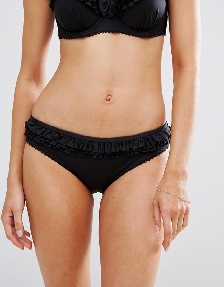 Floozie Black Ruffle Bikini Bottom - Black