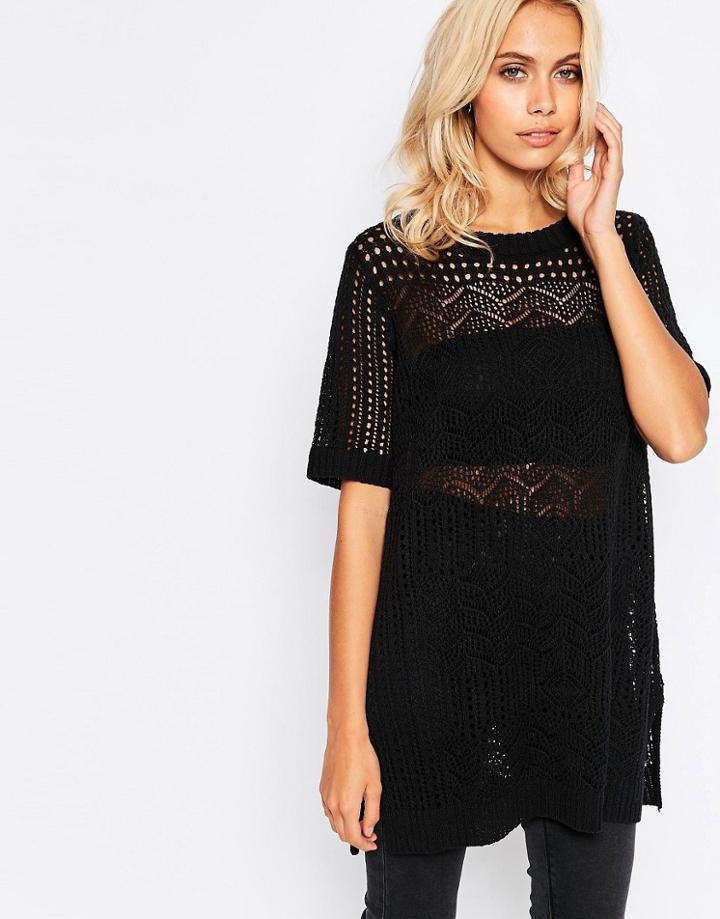 Shae Patterened Knit Sweater - Gray