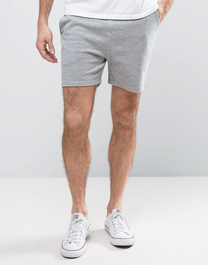 Asos Skinny Runner Shorts In Gray Marl - Gray