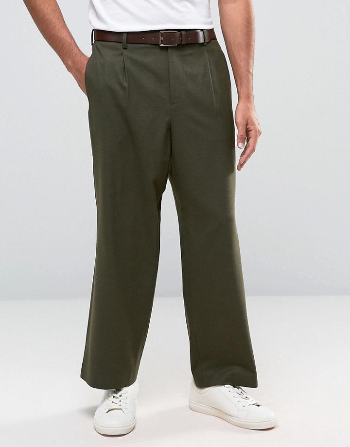 Asos Wide Leg Suit Pant In Green - Green