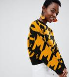 Asos Design Petite Sweater In Houndstooth Pattern - Multi