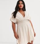Asos Design Curve Mini Skater Dress In Linear Beading And Sequin