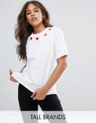 Daisy Street Tall Boyfriend T-shirt With Heart Neckline - White