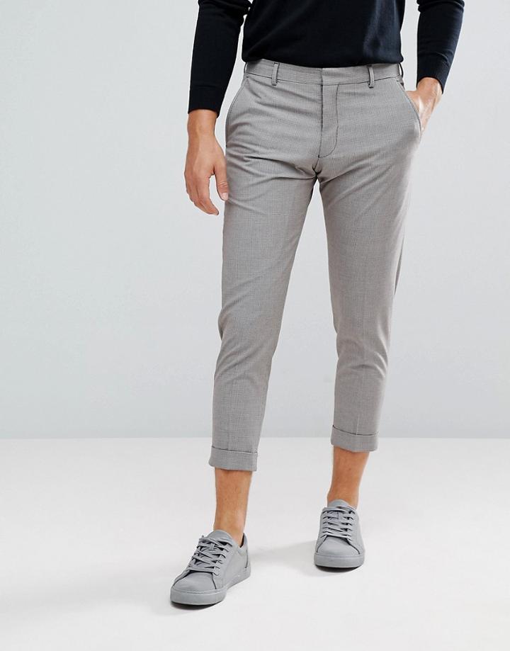 Selected Homme Smart Cropped Pants In Check - Beige