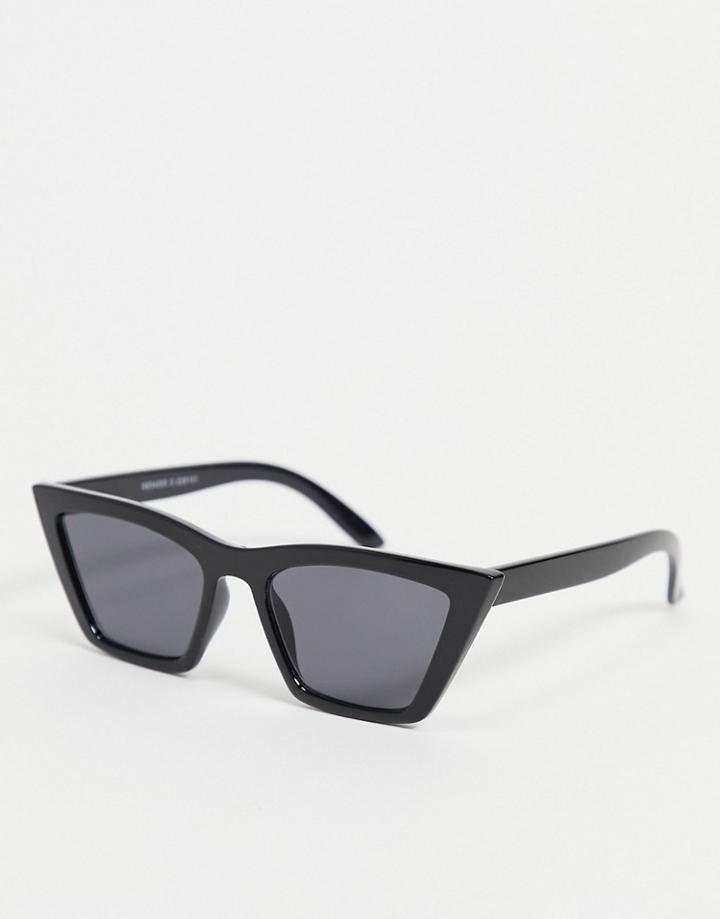 Monki Stine Pointed Cat Eye Sunglasses In Black